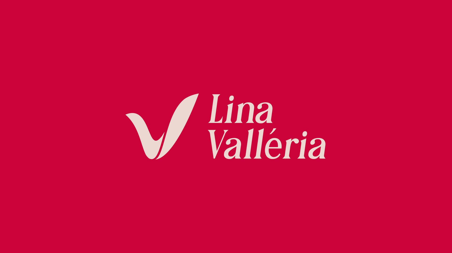 Logotipo da marca Lina Valléria em fundo vermelho